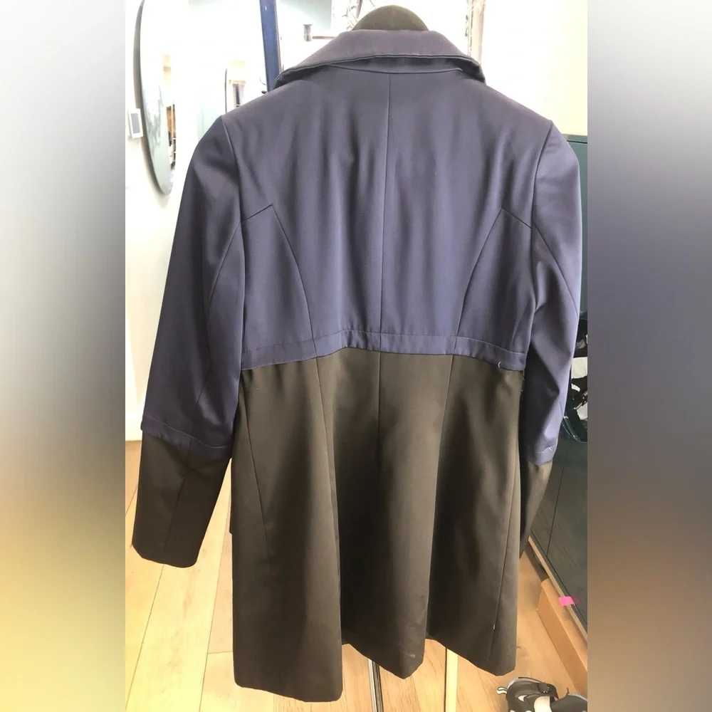 TAHARI Anya Blue / Black Colorblock Satin Women’s Water Resistant Coat (XS) - Picture 7 of 7